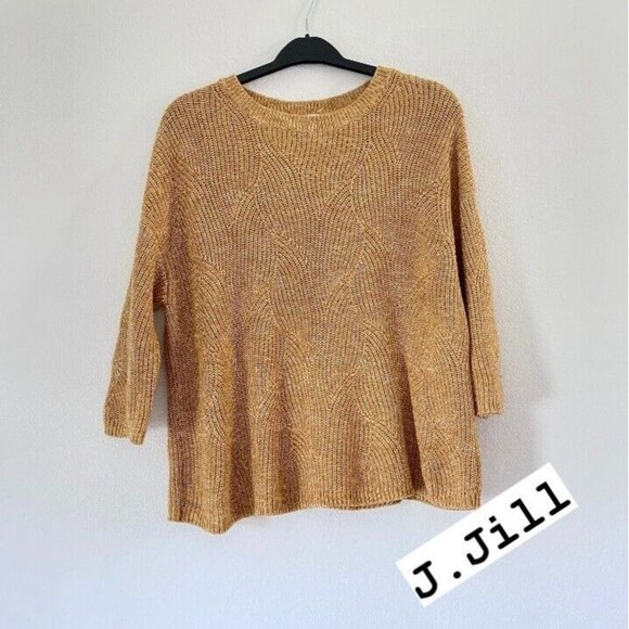 J. Jill Women's Brown Gold Round Neck Cotton Blend Sweater Small - Picture 2 of 10